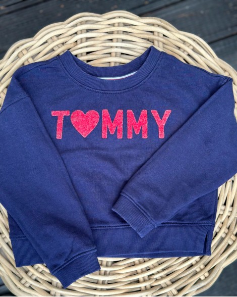 Mikina dětská Tommy Hilfiger modrá s nápisem